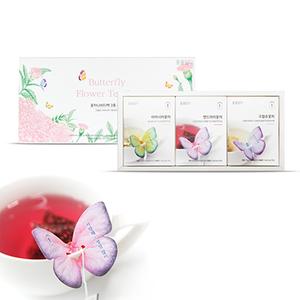 [꽃을담다] 꽃차 나비티백 3종 세트 + 쇼핑백